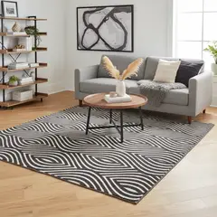 JUST HOME COLLECTION - Alfombra Living Isola 160x230cm Ondas Black & White