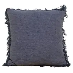 JUST HOME COLLECTION - Cojín Decorativo Azul con Flecos 45x45 cm