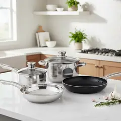 JUST HOME COLLECTION - Batería de Cocina 6 Piezas Acero inoxidable Gris