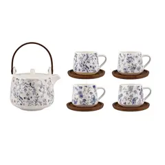 JUST HOME COLLECTION - Juego Tetera + 4 Taza con Base