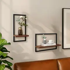 JUST HOME COLLECTION - Set 2 repisas Madera Nivel(es) 35.5x40x12.2 cm Negro, Madera