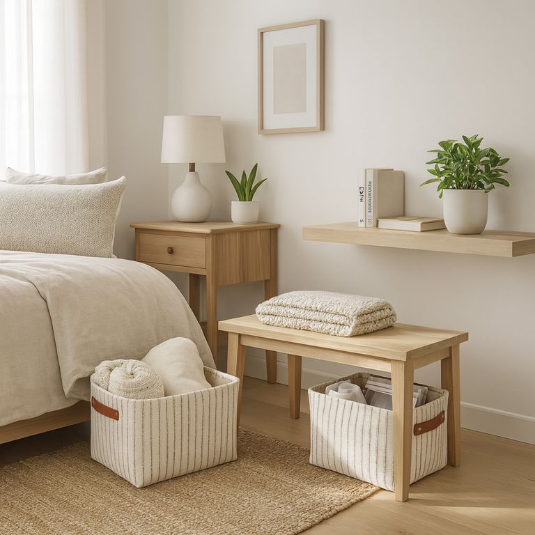 Set 2 canastas 40x22x28 cm Blanco, Gris, Natural