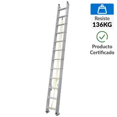 UBERMANN - Escalera Telescópica Telescópica Aluminio 374.5 cm 24 Peldaños