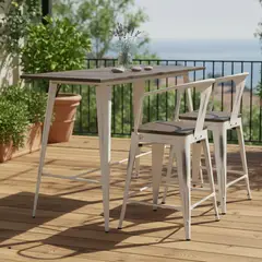 JUST HOME COLLECTION - Juego de comedor Tolix 2 Sillas Mesa Redonda 146 cm x 68,5 cm x 90 cm Café