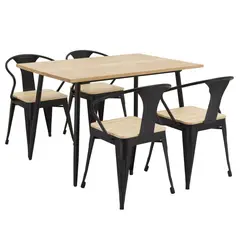 JUST HOME COLLECTION - Juego de comedor Rústico 4 Sillas Mesa Rectangular 120 cm x 80 cm x 77 cm Café, Negro