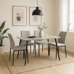 JUST HOME COLLECTION - Juego de Comedor Darmani 4 Sillas Mesa Rectangular 70x120x76 cm Gris, Negro
