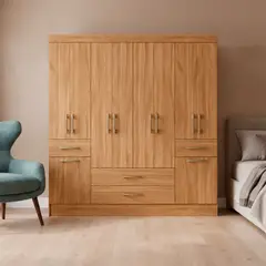 CASA BONITA - Clóset 10 Puerta(s) 2 Cajón(es) 10 Repisa(s) 180x182x42 cm Roble