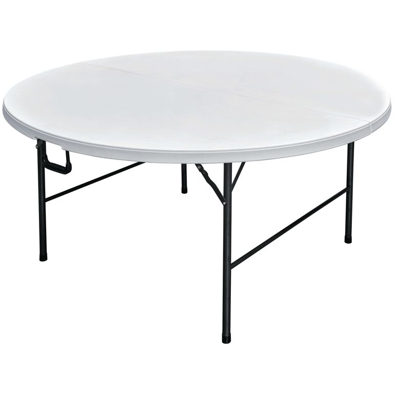 Mesa Plegable Redonda Acero 160x74x160 cm Blanco
