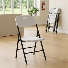 JUST HOME COLLECTION - Silla plegable para Terraza Plástico Blanco 87x53x46 cm