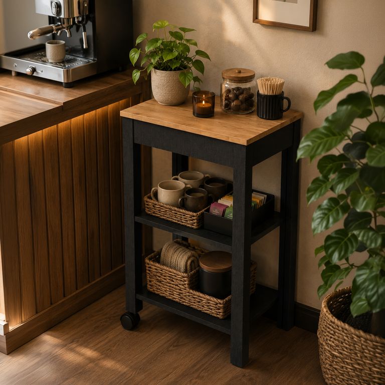 Isla cocina 50x50 cm negra madera