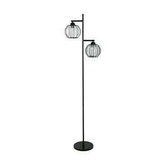 JUST HOME COLLECTION - Lámpara Pie 2 Luces Negro 25x163 cm Pantalla Vidrio Verona