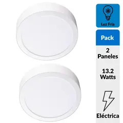 DAIRU - Pack 2 Panel Led Sobrepuesto Circular Blanco 12W Luz Fría
