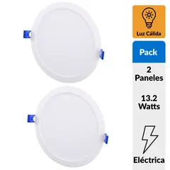 DAIRU - Pack 2 Panel Led Empotrado Circular Blanco 12W Luz Cálida