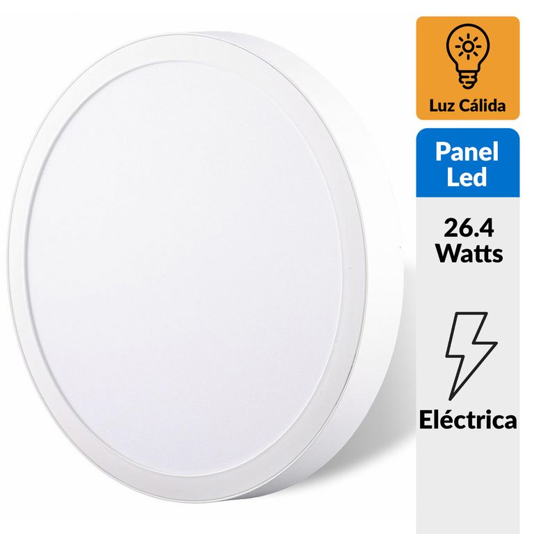 Panel Led Sobrepuesto Circular Blanco 24W Luz Cálida