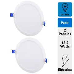 DAIRU - Pack 2 Panel Led Empotrado Circular Blanco 12W Luz Fría