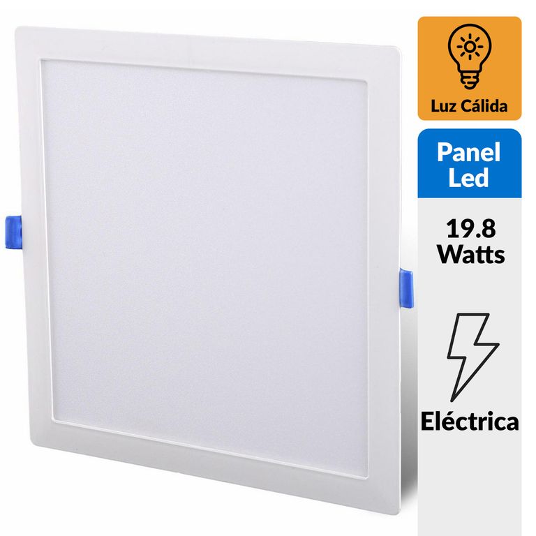 Panel Led Empotrado Cuadrado Blanco 18W Luz Cálida