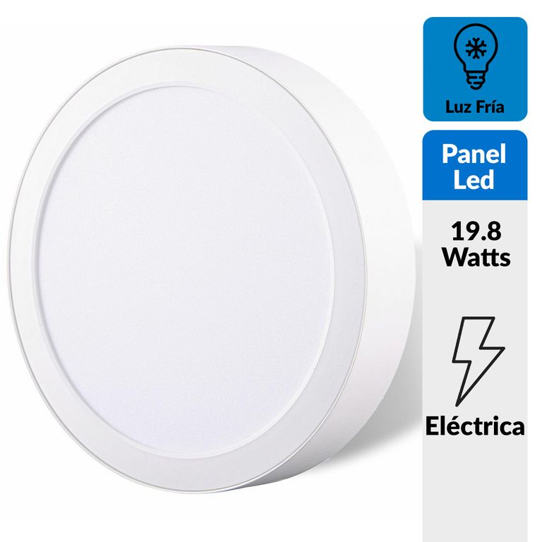 Panel Led Sobrepuesto Circular Blanco 18W Luz Fría