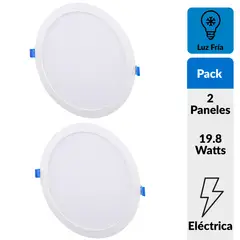 DAIRU - Pack 2 Panel Led Empotrado Circular Blanco 18W Luz Fría