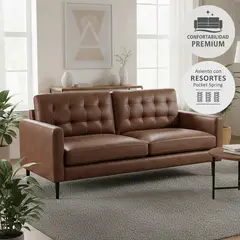 JUST HOME COLLECTION - Sofá 3 cuerpos Industrial 190x83x88 cm Café