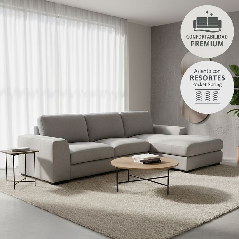 Sofá Seccional 4 Cuerpos Derecho Nube 293x89x178 cm Taupe