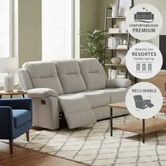 JUST HOME COLLECTION - Sofá Reclinable 3 cuerpos 210x102x95 cm Gris