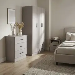 JUST HOME COLLECTION - Combo Closet + Velador + Cómoda Riomel Gris