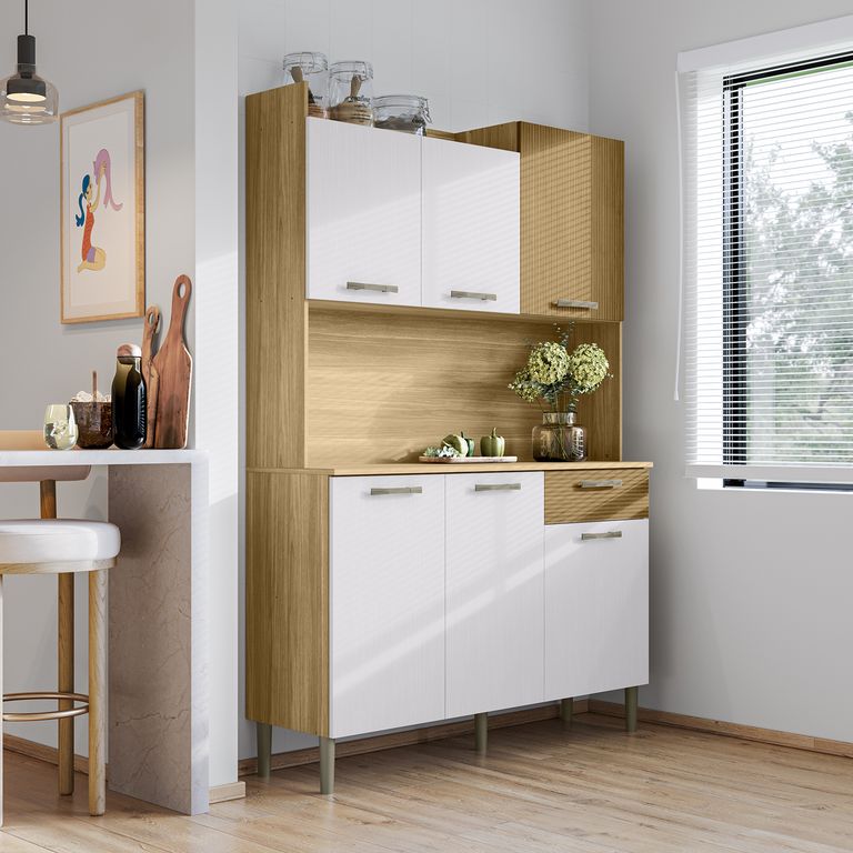 Kit Mueble Cocina New Genova 1 Cajón 6 Puertas 121. 5 Cm