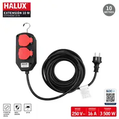 HALUX - Extensión 2 Toma(s) 10 m Negro