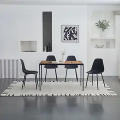 JUST HOME COLLECTION - Juego de comedor Aramisa 4 Sillas Mesa Rectangular 120x75x75 cm Café