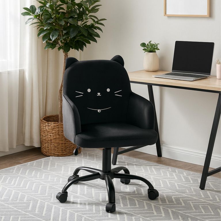 Silla Escritorio Gato 57x92x64 cm Negra