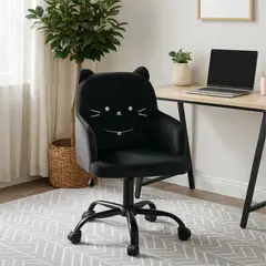 JUST HOME COLLECTION - Silla Escritorio Gato 57x92x64 cm Negra
