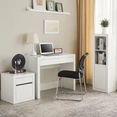 JUST HOME COLLECTION - Escritorio + Librero + Cajonera Lida Blanco 100X40X76 Cm