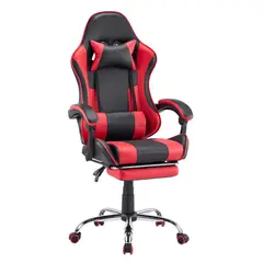 JUST HOME COLLECTION - Silla Gamer Escritorio Masaje Reposapiés Matrix Rojo