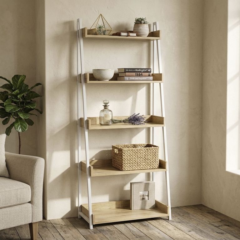 Estante Melamina 5 Nivel(es) 67x158x32 cm Roble/Blanco