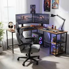 JUST HOME COLLECTION - Escritorio En L Albi Café 138X76X138 Cm