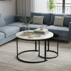 JUST HOME COLLECTION - Mesa de Centro Redpau Blanco/Negro 60x60x51 cm