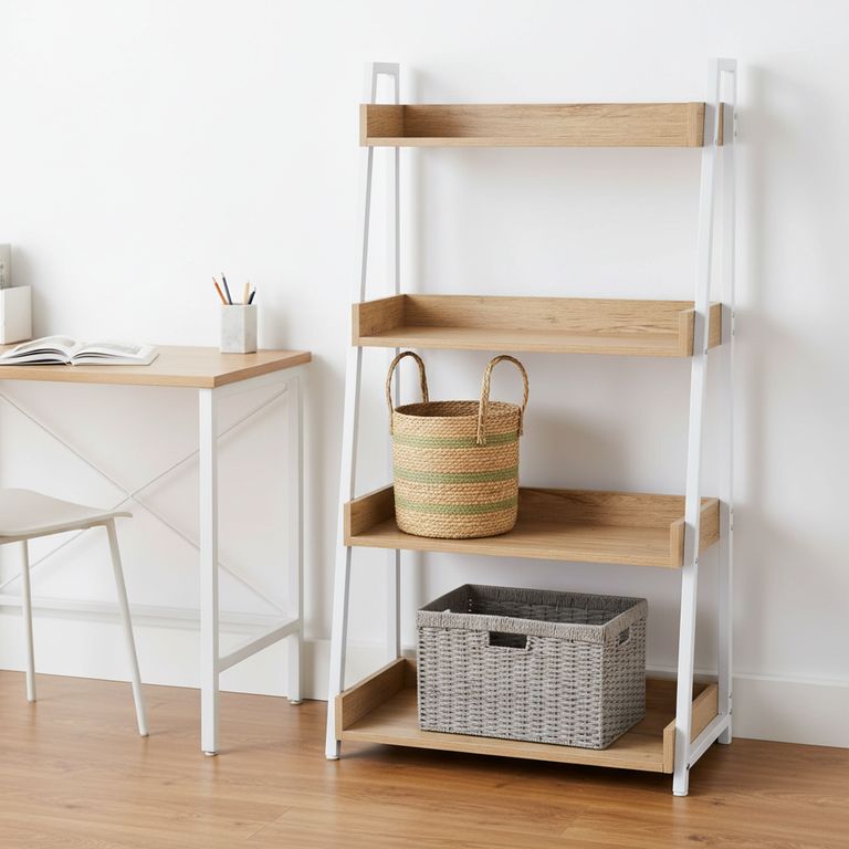 Estante Melamina 4 Nivel(es) 67x123.5x32 cm Blanco/Roble