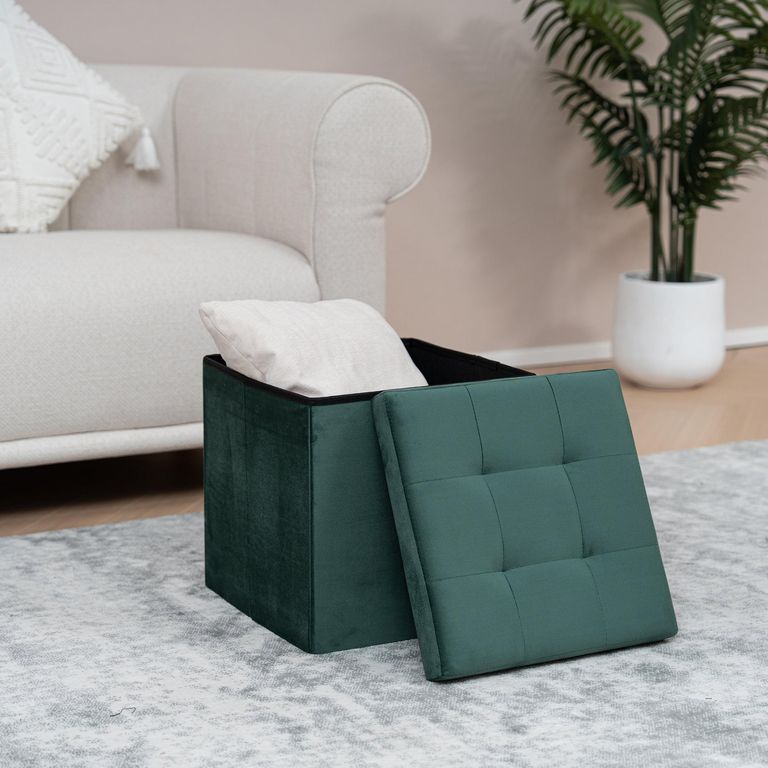 Pouf plegable verde 38x38x38 cm