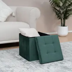 JUST HOME COLLECTION - Pouf plegable verde 38x38x38 cm