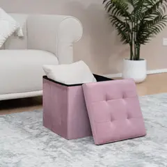 JUST HOME COLLECTION - Pouf plegable rosado 38x38x38 cm