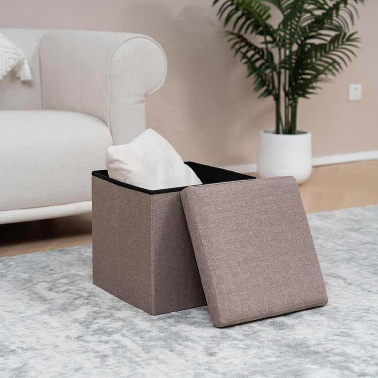 Pouf plegable taupe 38x38x38 cm