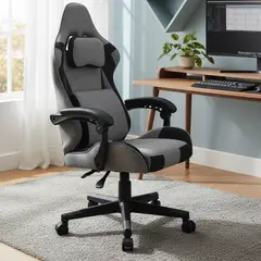 JUST HOME COLLECTION - Silla Gamer Escritorio Sydney Gris/Negro 66X124X52 Cm