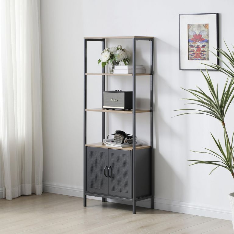 Estante Assas Metal/Madera 2 Nivel(es) 60x160x30 cm Gris