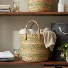 JUST HOME COLLECTION - Canasto 27x27x27 cm Café/Verde