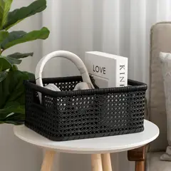 JUST HOME COLLECTION - Canasta Tejida 35x24x15 cm Negro