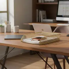 JUST HOME COLLECTION - Bandeja para Documento 24,5x34,5x7 cm metálica dorada