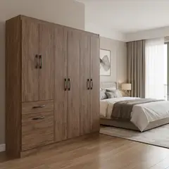 CASA BONITA - Closet 7 Puerta(s) 1 Cajón(es) 3 Repisa(s) 137x177x38 cm Café