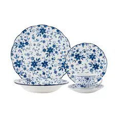 JUST HOME COLLECTION - Juego de Loza 30 Piezas Porcelana Ancona Azul