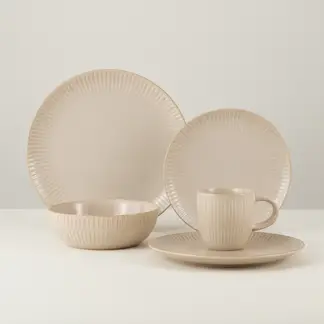 JUST HOME COLLECTION - Juego de Loza 16 Piezas Cerámica Novara Taupe