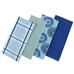 JUST HOME COLLECTION - Set 4 Paños de Cocina Rectangular 40x60 cm AB25KT429 Azul